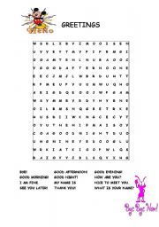 English Worksheet: GREETINGS WORDSEARCH