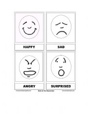 English Worksheet: 4 print able emotions