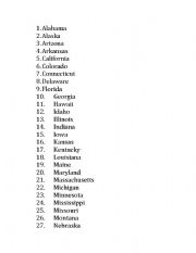 English Worksheets 50 States