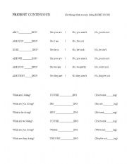 English worksheet: Present Continuous statements and questions