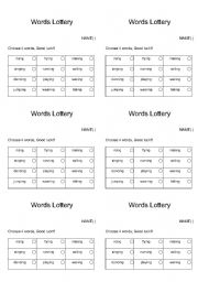 English worksheet: words lottery