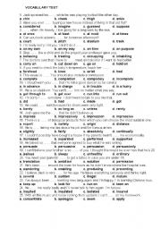 English Worksheet: vocabulary test