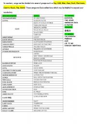 English Worksheet: songs