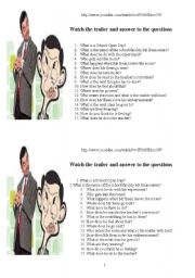 English Worksheet: Mr Bean Back to school