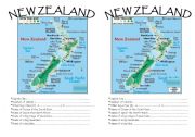 English Worksheet: Map of New Zealand 