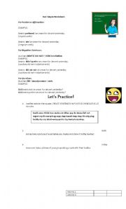 English worksheet: Past simple worksheet and activities.