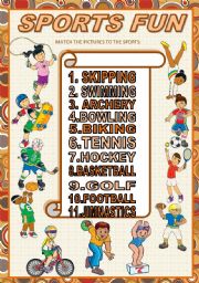 English Worksheet: SPORTS FUN