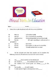 English Worksheet: Phrasal verbs related to education 