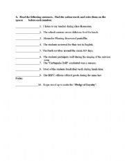English Worksheet: Identifying verbs