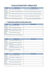 English Worksheet: Passive and Active Voice