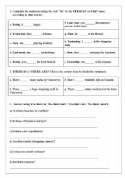 English Worksheet: There is/ There are - Present and Past Tense