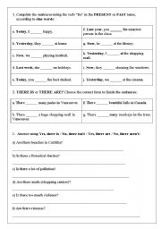 English worksheet: There is/ There are - Present and Past Tense