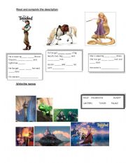 English Worksheet: MOVIE- TANGLED