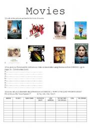 English Worksheet: MOVIES