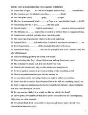 English Worksheet: Gerunds and Infinitives