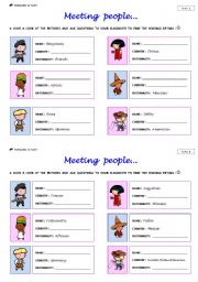 English Worksheet: MEETING  PEOPLE