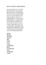 English Worksheet: BACK TO SCHOOL WORD SEARCH