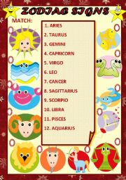 English Worksheet: ZODIAC SIGNS