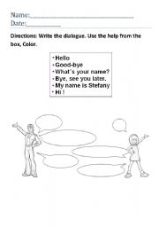 English Worksheet: Greetings dialogue