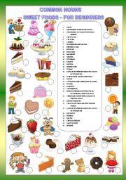 COMMON NOUNS  SWEET FOODS - FOR BEGINNERS + KEY