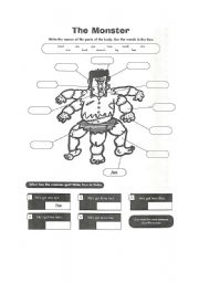 English Worksheet: parts of the body