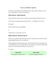 English Worksheet: Direct and Indirect speech