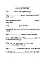 English worksheet: Present Perfect