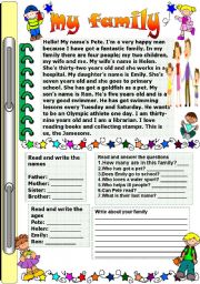 English Worksheet: my family