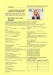 English Worksheet: BEYONC SONG