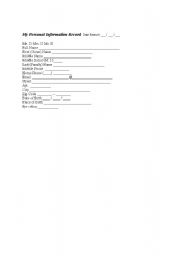 English Worksheet: Personal information sheet