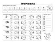 English Worksheet: Practice Numbers from 20 to 99