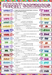 English Worksheet: Present Continuous Practice (B&W + KEY included)