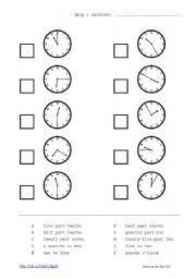 English Worksheet: telling the time