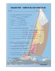 English Worksheet: ENGLISH TEST - VERB TO BE AND THERE TO BE (PAST)