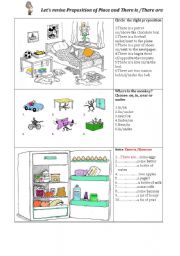English Worksheet: Back to school..Preposition of place/ There is/there are