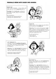English Worksheet: PHRASALS in context 1/3, two pages