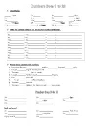 English Worksheet: let´s count from 1 to 999999