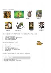 English Worksheet: MADAGASCAR 2 - Movie Trailer Activity