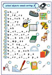school objects vowels writing 3