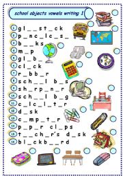 school objects vowels writing 1