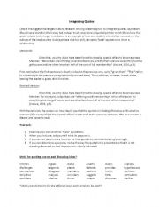 English Worksheet: Integrating quotes