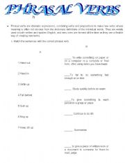 English Worksheet: Phrasal verbs