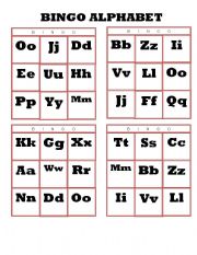 English Worksheet: Alphabet Bingo