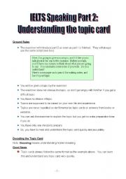 English Worksheet: IELTS Speaking Part 2: understanding the topic card