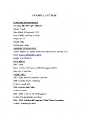 English Worksheet: cv english