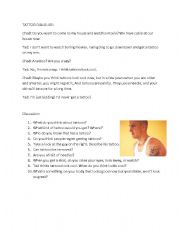 English Worksheet: Tattos Dialouge and Discussion
