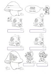 English Worksheet: Good Morning Smurfs!