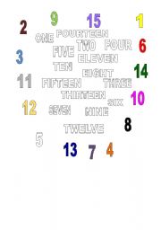 English worksheet: NUMBERS AND COLOURS