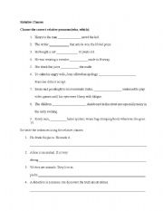 English Worksheet: Relative Clause