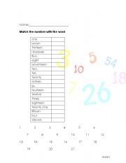 English worksheet: Practice number 1-20
